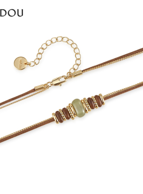 阿吉豆AJIDOU项链女玉见山河系列和田玉S925银锁骨链设计感颈链