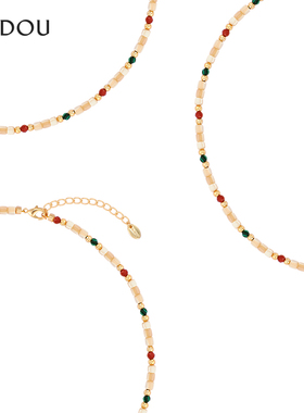 阿吉豆AJIDOU项链女款多巴胺淡水珍珠小众高级感锁骨链度假风颈链