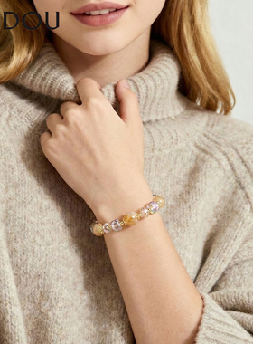 阿吉豆手链黄水晶招财纳福手串珠