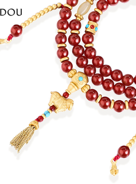 AJIDOU阿吉豆玄马迎福系列玛瑙叠戴串珠手链