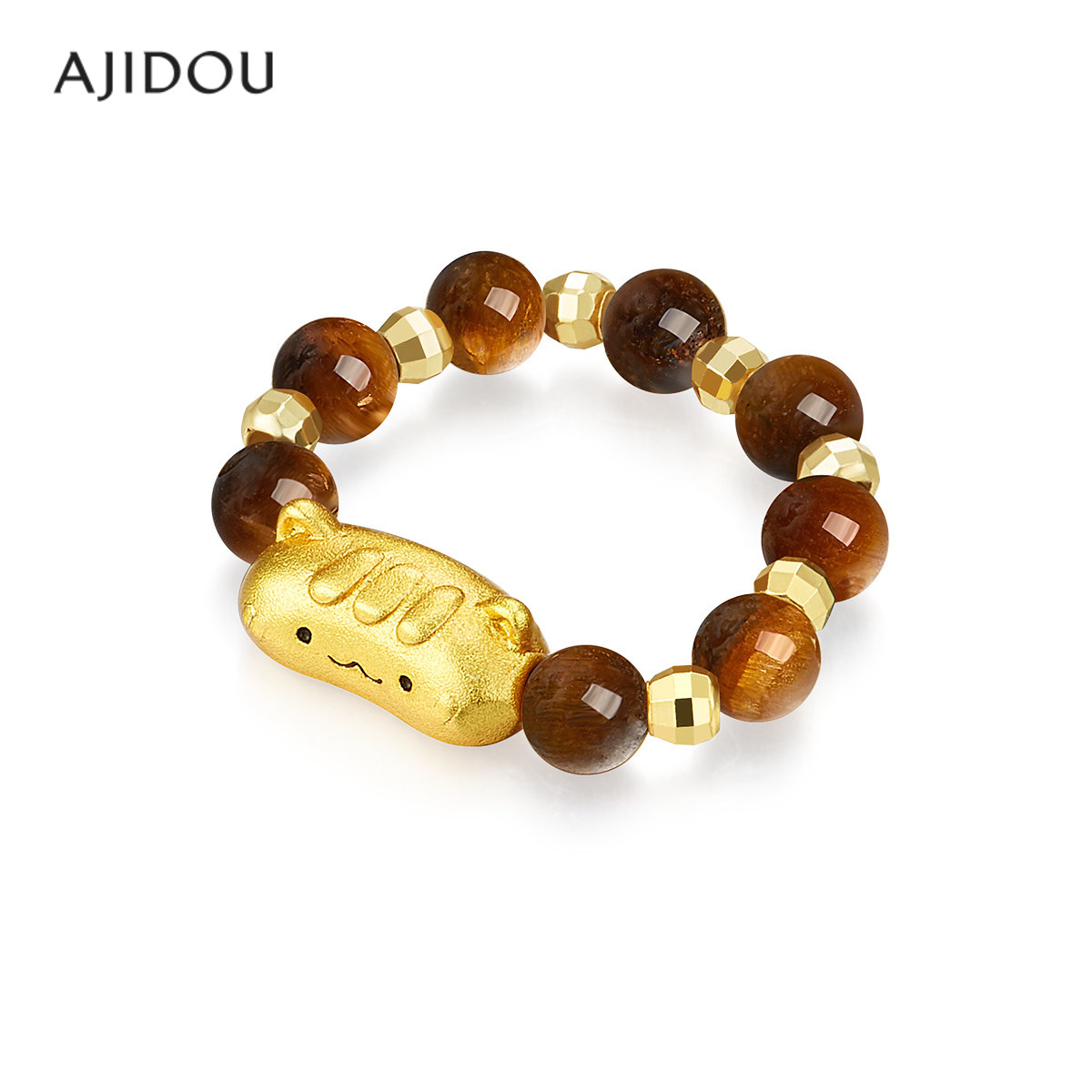 AJIDOU ring women's gold baguette cat wood alexandrite delicate ring light luxury high-end beads