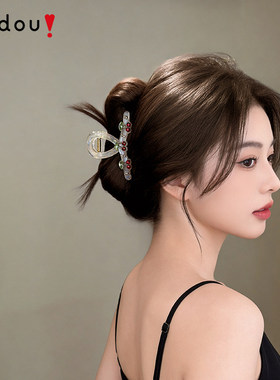 AJIDOU阿吉豆抓夹高级感鲨鱼夹樱桃发卡半扎发夹子后脑勺发饰女