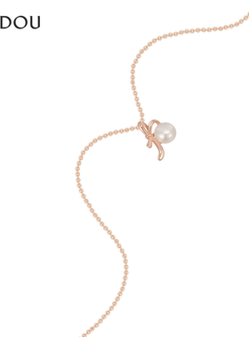 阿吉豆AJIDOU时尚甜美蝴蝶结女款淡水珍珠项链锁骨链气质配饰饰品