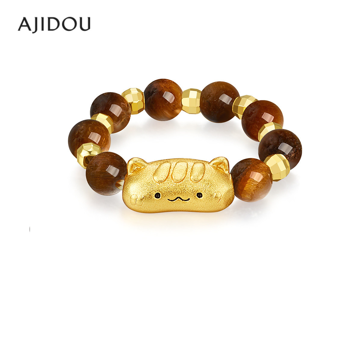 AJIDOU ring women's gold baguette cat wood alexandrite delicate ring light luxury high-end beads