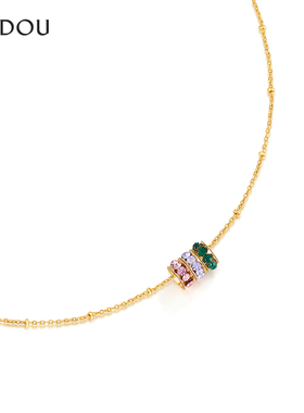 阿吉豆AJIDOU项链女款设计感圆环吊坠简约时尚锁骨链闪耀轻奢颈链