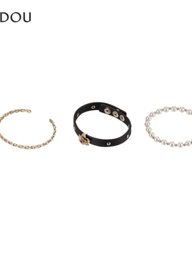 阿吉豆AJIDOU夜莺与玫瑰系列优雅女款叠戴手镯手环牛皮革饰品配饰