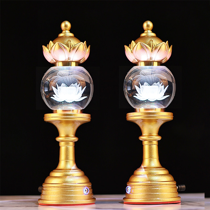 新款水晶led莲花灯七彩供佛灯充插电家用佛堂照明灯usb财神荷花灯,淘宝优惠券,粉丝福利购,淘宝优惠卷