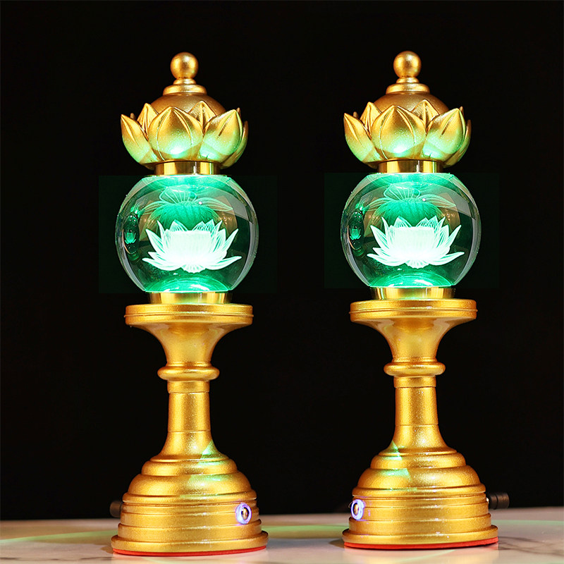 新款水晶led莲花灯七彩供佛灯充插电家用佛堂照明灯usb财神荷花灯,淘宝优惠券,粉丝福利购,淘宝优惠卷