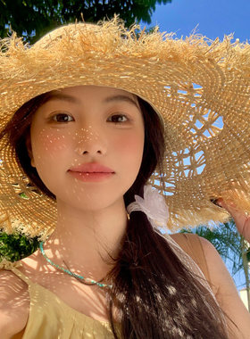 法式镂空大帽檐遮阳草帽女2026年春新款海边防晒帽度假太阳帽子