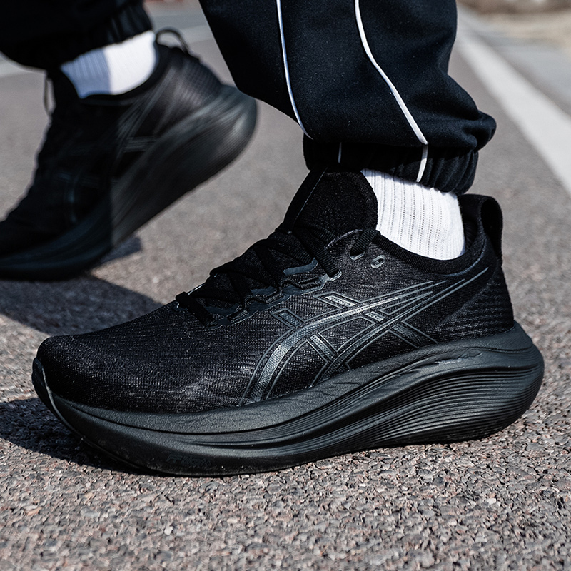 亚瑟士官方黑武士跑步鞋男鞋2025新款GEL-NIMBUS 27减震运动跑鞋 - 图0