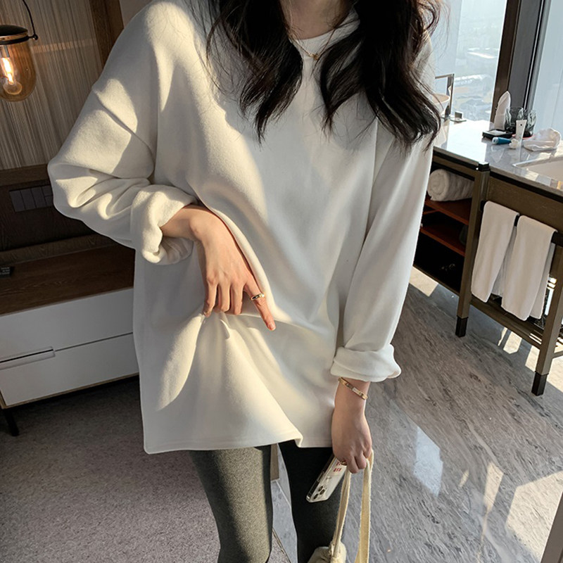 长袖t恤宽松打底衫2026新款女秋冬白色内搭加绒鲨鱼裤搭配的上衣,淘宝优惠券,粉丝福利购,淘宝优惠卷