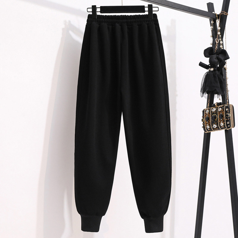 裤子女秋冬款宽松灰色运动裤休闲大码束脚直筒裤女哈伦裤加绒卫裤,淘宝优惠券,粉丝福利购,淘宝优惠卷