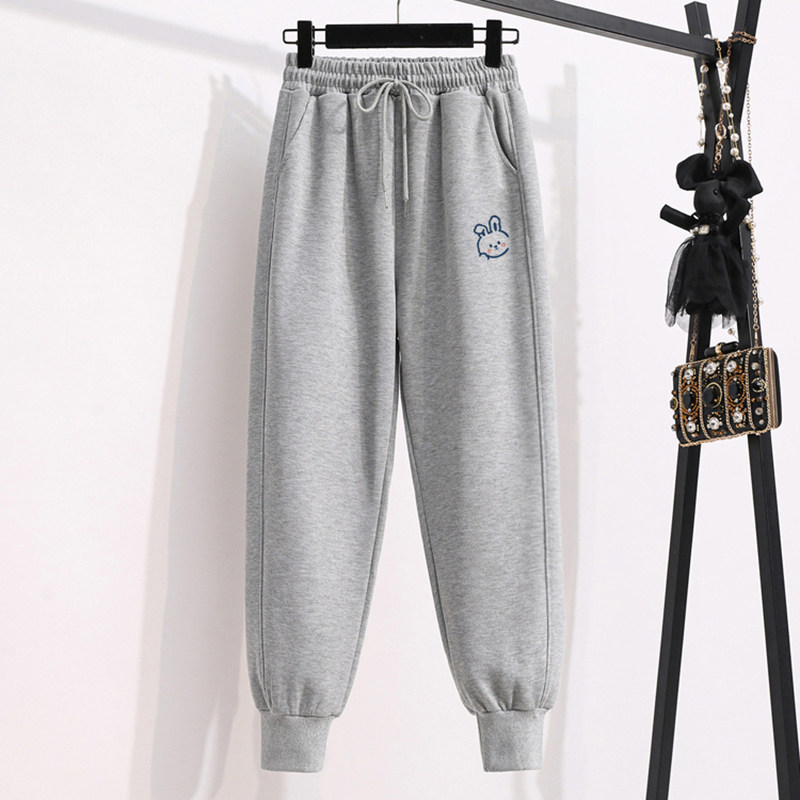 裤子女秋冬款宽松灰色运动裤休闲大码束脚直筒裤女哈伦裤加绒卫裤,淘宝优惠券,粉丝福利购,淘宝优惠卷