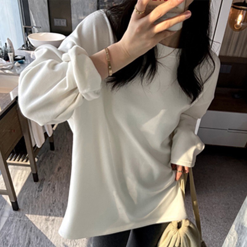 长袖t恤宽松打底衫2026新款女秋冬白色内搭加绒鲨鱼裤搭配的上衣,淘宝优惠券,粉丝福利购,淘宝优惠卷