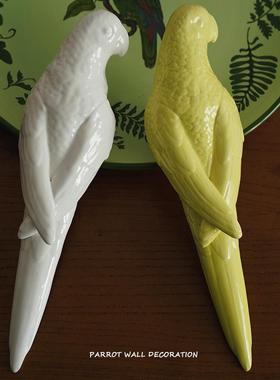 花园中的小精灵 出口欧式手绘鹦鹉造型陶瓷壁挂 墙上装饰艺术摆件