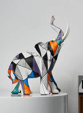 抽象艺术大象摆件高级感家居饰品客厅玄关酒柜电视柜装饰轻奢高档