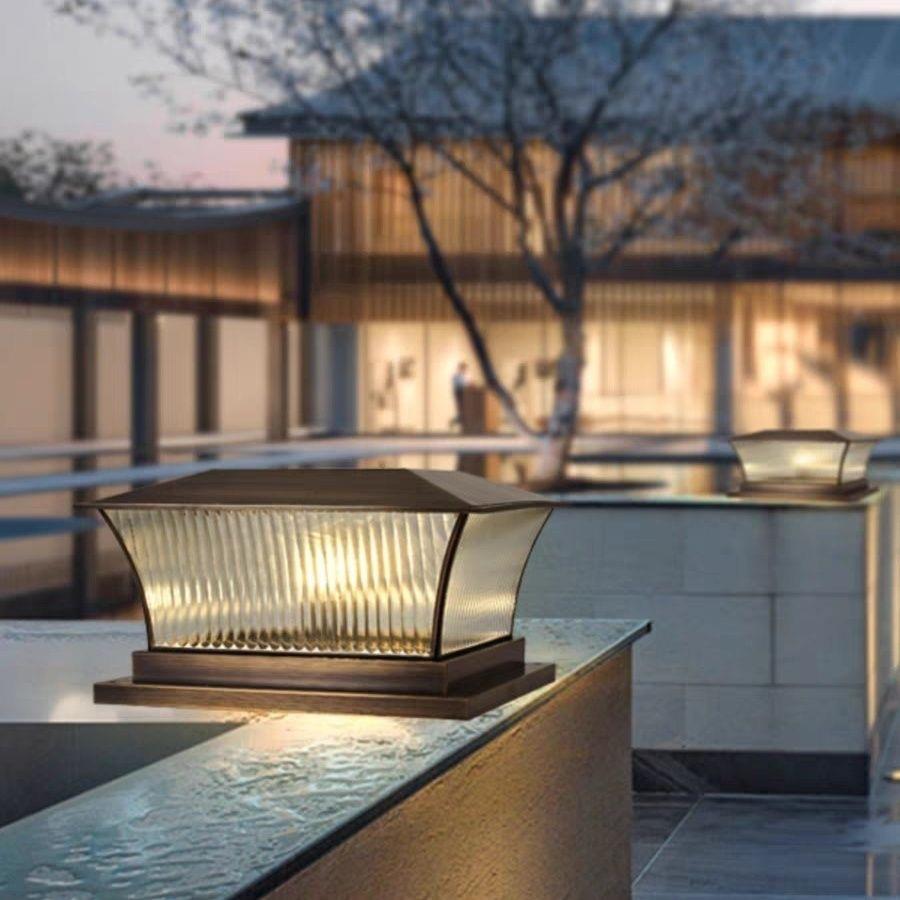 全铜柱头灯太阳能户外庭院简约接电款室外围墙别墅大门柱子门柱灯 - 图0