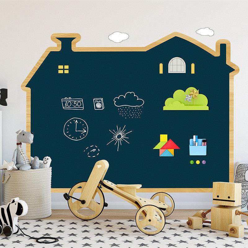 磁博士木纹边框双层黑板墙贴儿童房家用磁力黑板贴屋形创意造型书,淘宝优惠券,粉丝福利购,淘宝优惠卷