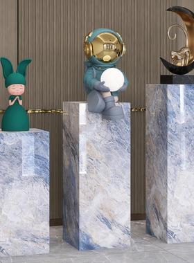 岩板立柱子大理石摆件底座展示摆台电视柜侧旁边花架子客厅落地式