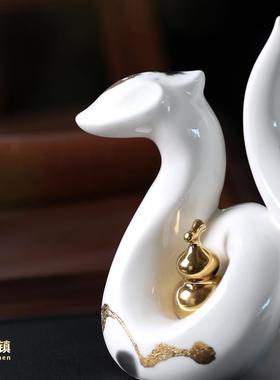 景德镇陶瓷蛇2025贺年生肖摆件招财吉祥物高档文创礼品家居饰品