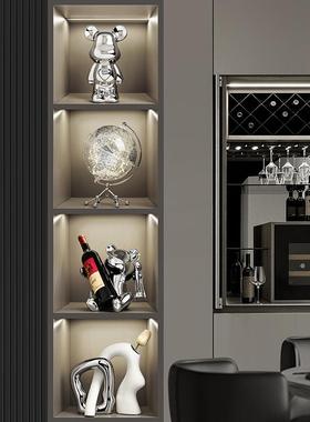 贝汉美暴力熊红酒架2024新款客厅酒柜高端大气上档次软装饰品摆件