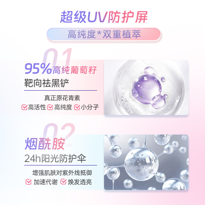 NYO3葡萄籽花青素提取物胶原蛋白美白丸内服烟酰胺淡斑提亮肤色