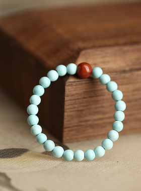 原矿绿松石极细小珠子小戒指