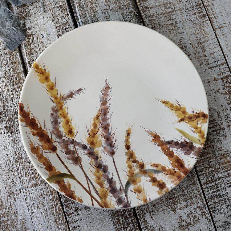 麦穗系8寸法式清新陶瓷菜碗菜盘家用深盘沙拉碗碗套装微波炉,淘宝优惠券,粉丝福利购,淘宝优惠卷