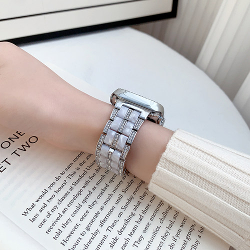 两全适用iwatch表带苹果手表s11表带applewatch10/9/8/7/6/5/se2代金属镶钻创意小香风40/41/42/45mm新款女生 - 图2