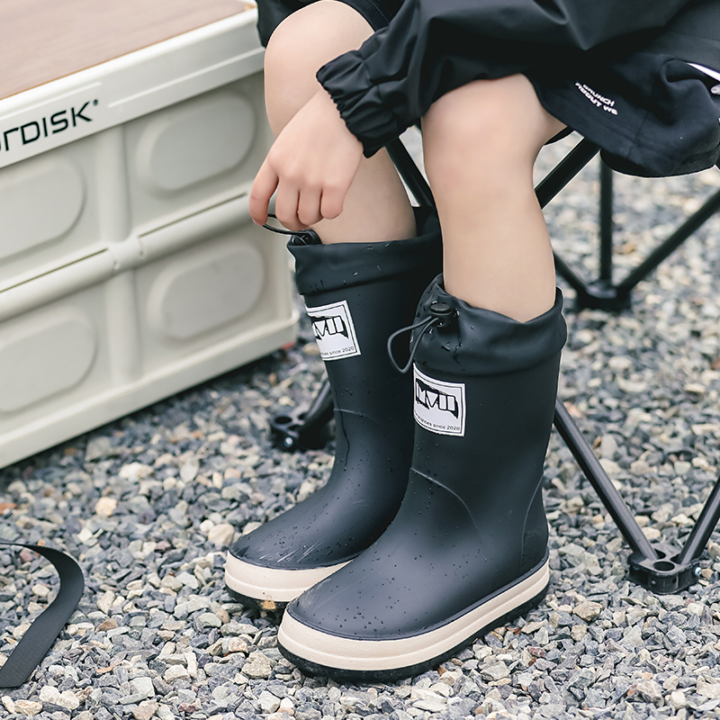 雨鞋女款2025新款儿童户外防水鞋男女童时尚雨靴幼儿高筒软底胶鞋 - 图0