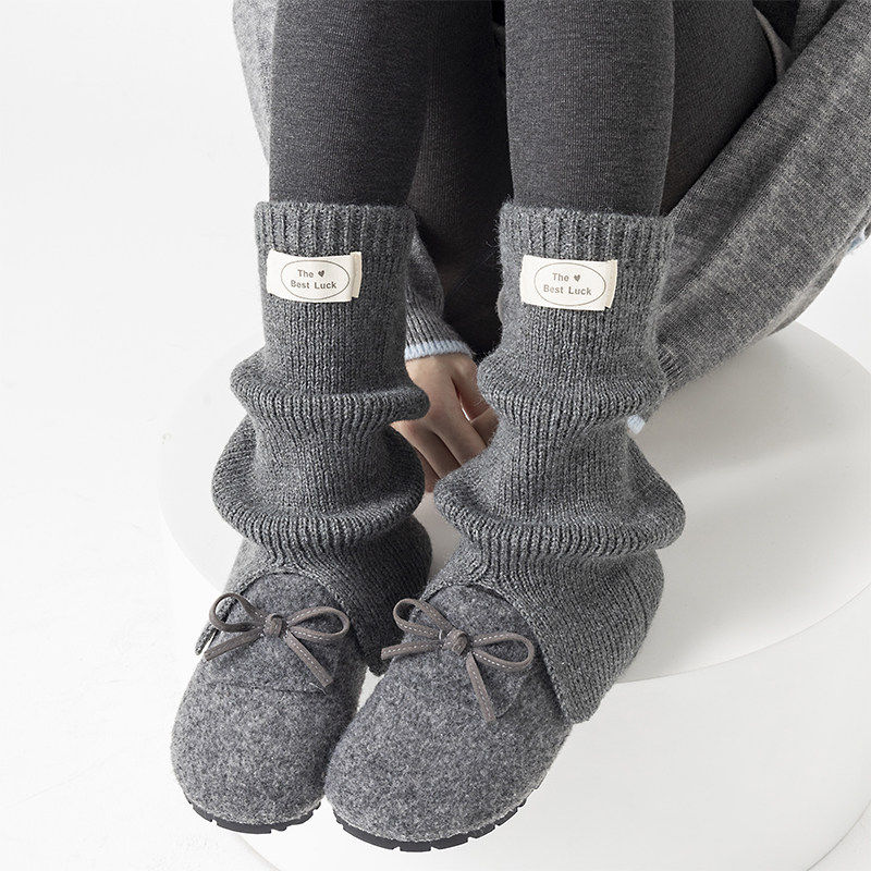 复古咖色袜套女秋冬季加厚针织堆堆袜布标韩系打底腿套长筒小腿袜,淘宝优惠券,粉丝福利购,淘宝优惠卷