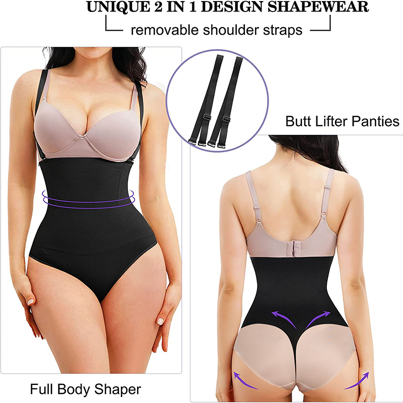 Thong Bodysuit Shapewear Women Underbust Body Shaper Tummy C-图3