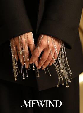 衬衫西装袖口爆闪仿钻流苏手链女