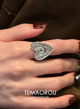 韩系飞鸟爱心戒指女气质时尚精致