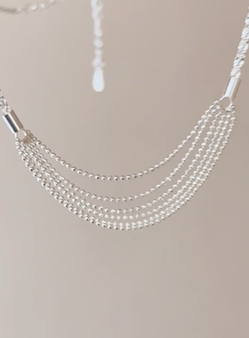 韩系多层流苏蛇骨项链女款清冷感