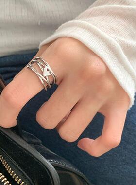 韩系缠绕桃心戒指女小众设计指环