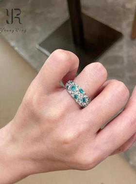 新中式薄荷绿锆石戒指女款高级感