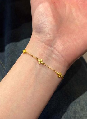 S925纯银金色四叶草手链2025新款