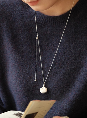 法式锤纹水壶吊坠项链女哑光气质