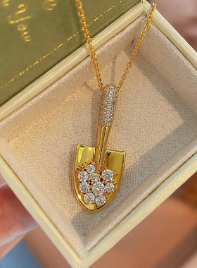 s925纯银金铲铲项链女小众设计感