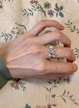 花朵仿施家珍珠戒指女轻奢高级感