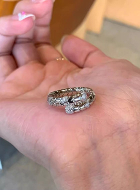 银色蛇形叠戴戒指女高级感食指戒