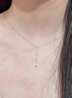 S925纯银莫桑闪钻悬浮玫瑰金项链