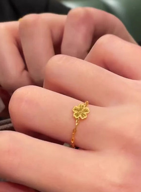 金色碎冰冰戒指女2025新款食指戒