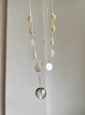 圆贝串珠项链仙气氛围感水滴项链