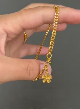 S925纯银金色古巴星星手链高级感