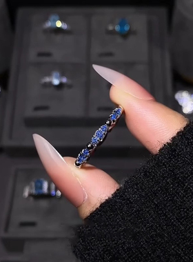 深邃蓝钻戒指小众设计轻奢高级感