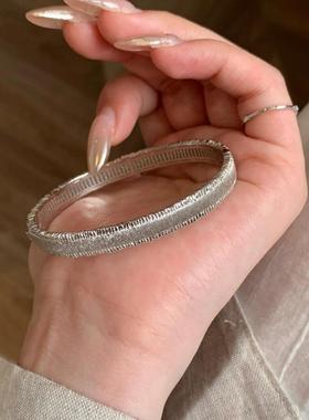 S925银银色拉丝花朵泡泡圆钻手链