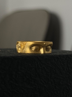 新中式金色佛公之眼戒指招财转运