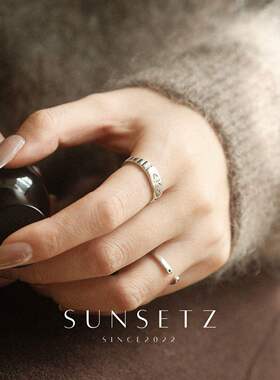 日系复古做旧戒指女小众设计指环